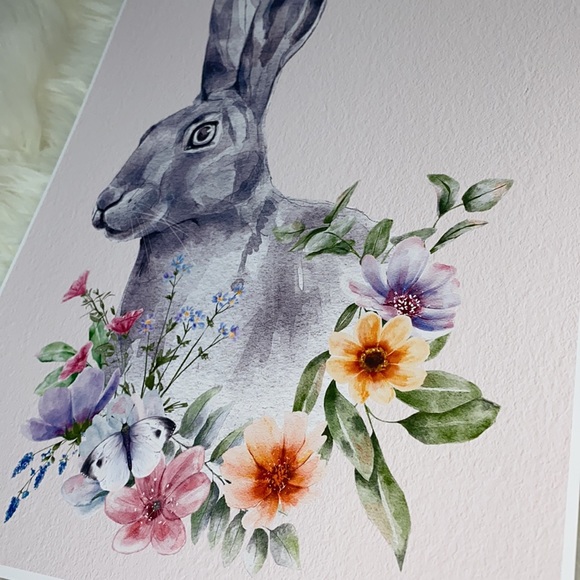 Wall Art Watercolor Bunny Print Poster Unframed - Picture 14 of 15